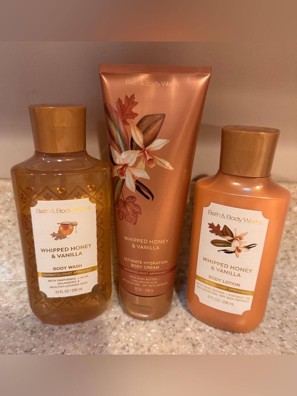 Bath & Body Works Whipped Honey & Vanilla Trio 2 Lotions & 1 Body Wash